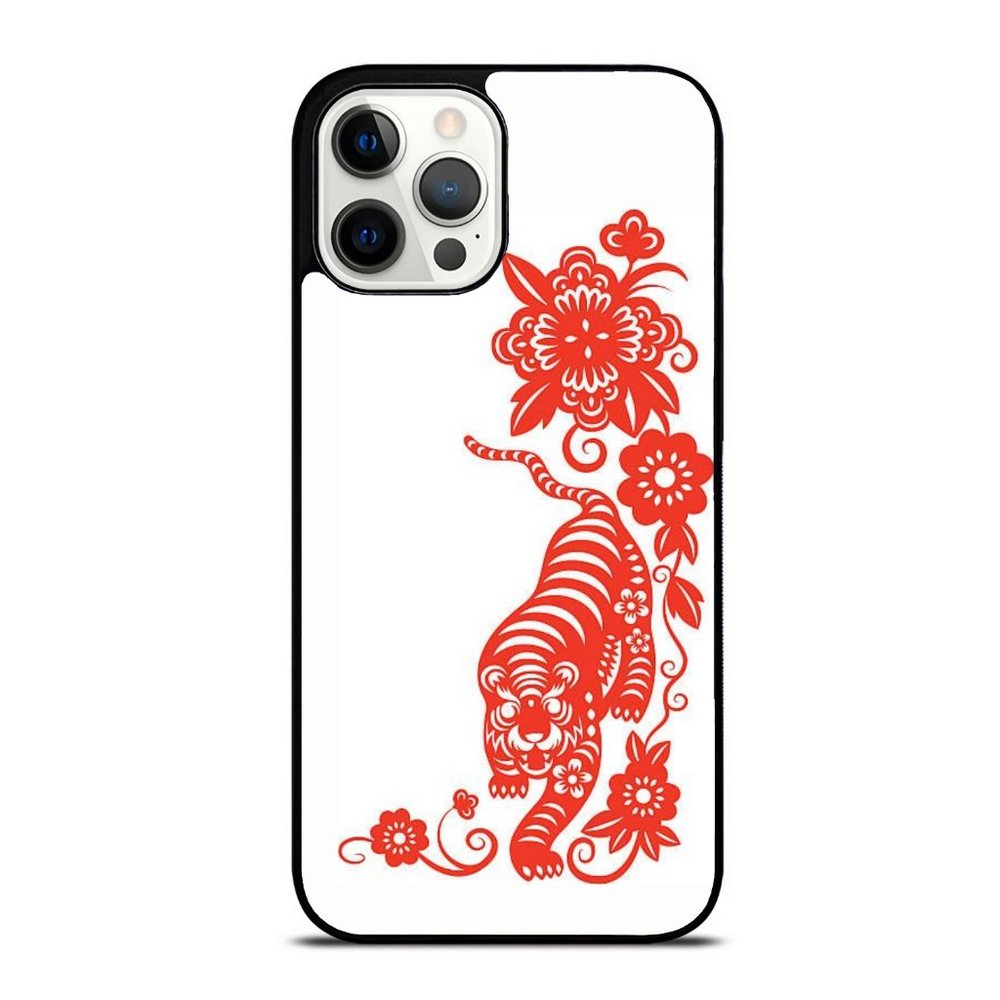 2022 - Year of the Tiger Chinese Calendar Red Tiger Floral Horoscope iPhone Case